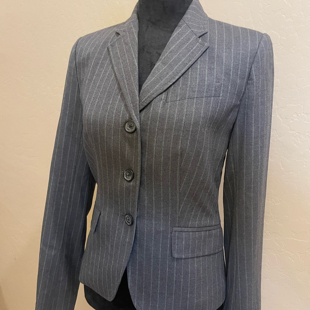 J. Crew Gray Pinstripe Wool Blazer Size 2